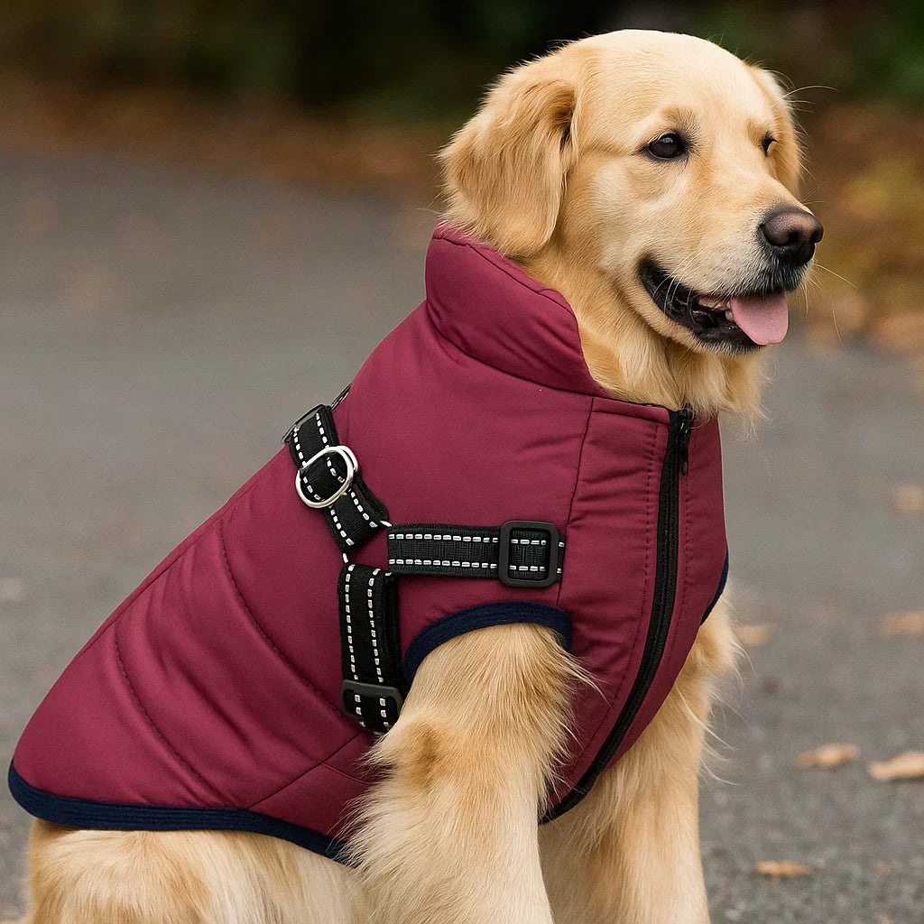 Vandtæt Hundejakke med Indbygget Sele til Vinterture