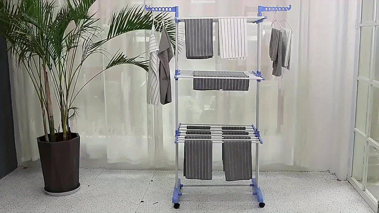 Kompakt Tørrestativ med 3 Niveauer til Effektiv Tørring