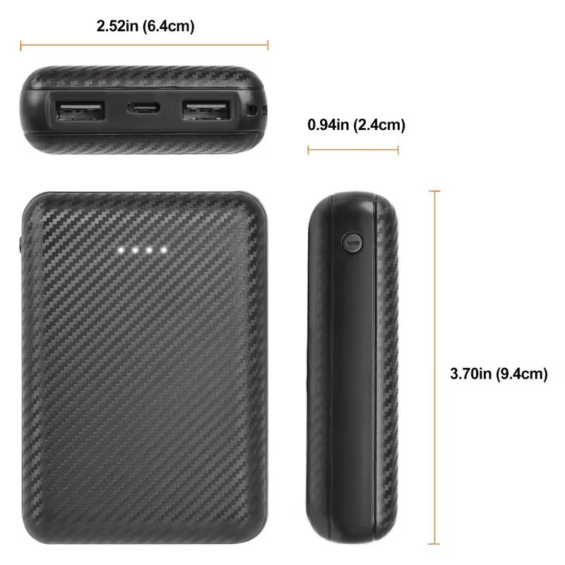 Kraftfuld 12000mAh Powerbank med USB-C til varmebeklædning