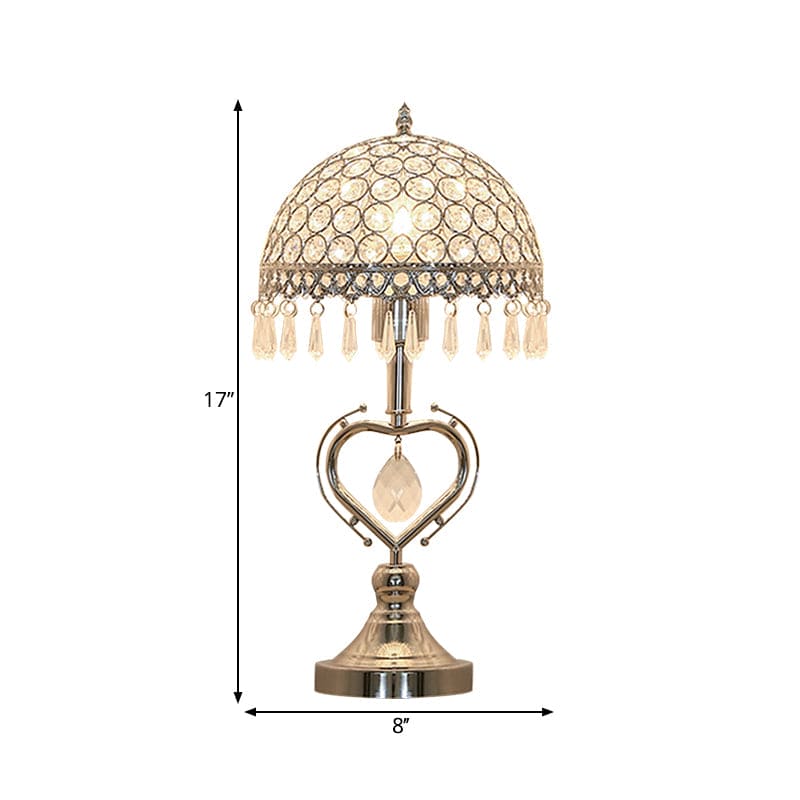 Eksklusiv Halvkugle Bordlampe med Indlagte Krystaller