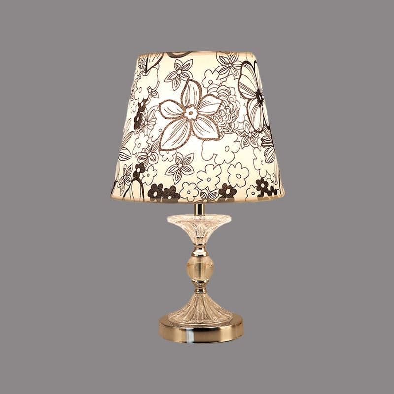 Elegant Bordlampe med Kunstnerisk Blomstermønster
