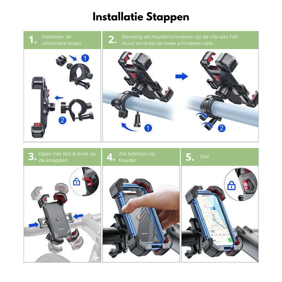 Cykelholder til Mobiltelefon – Stærk og Stødabsorberende til Ujævne Veje