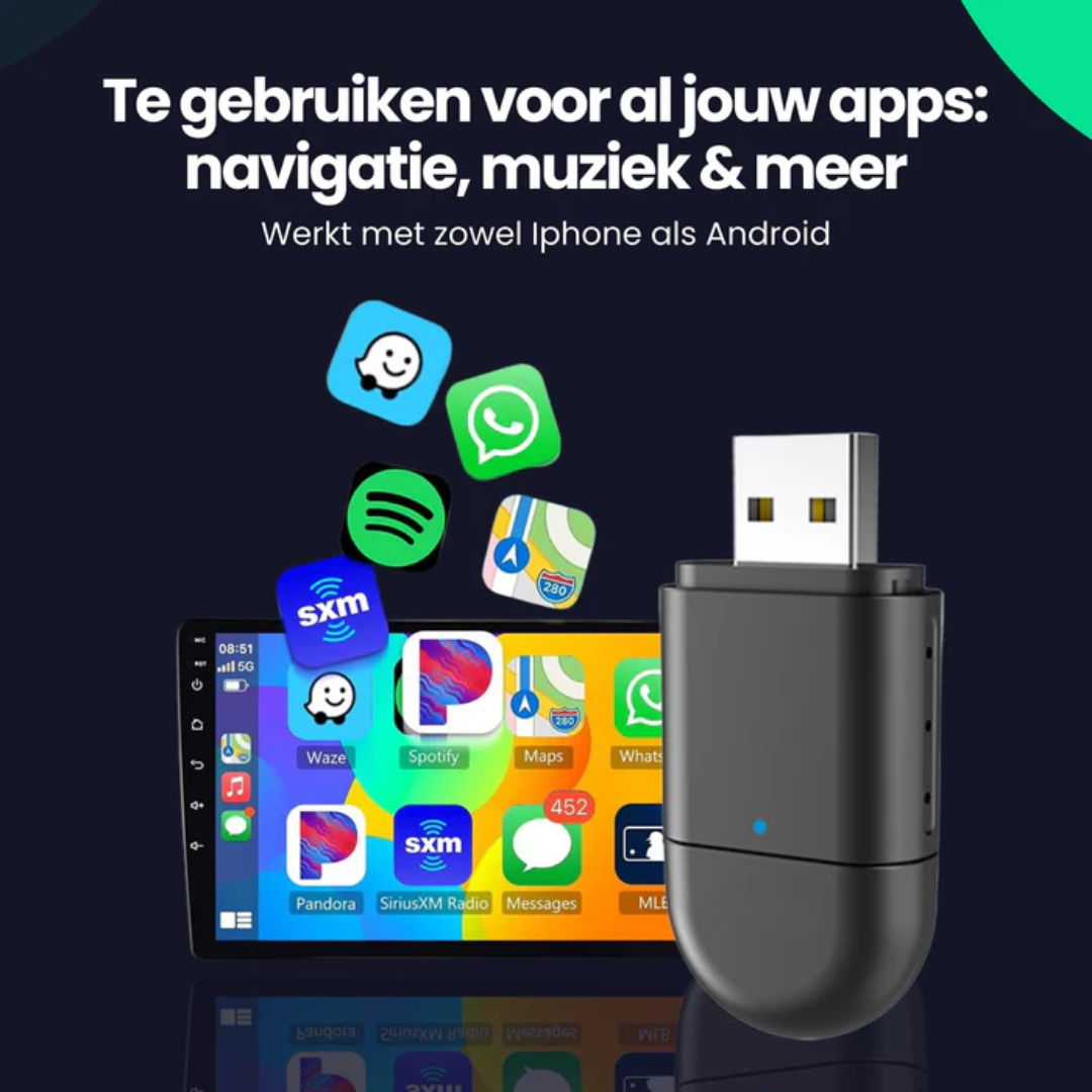 Trådløs 2-i-1 CarPlay Adapter til Bil med USB-forbindelse