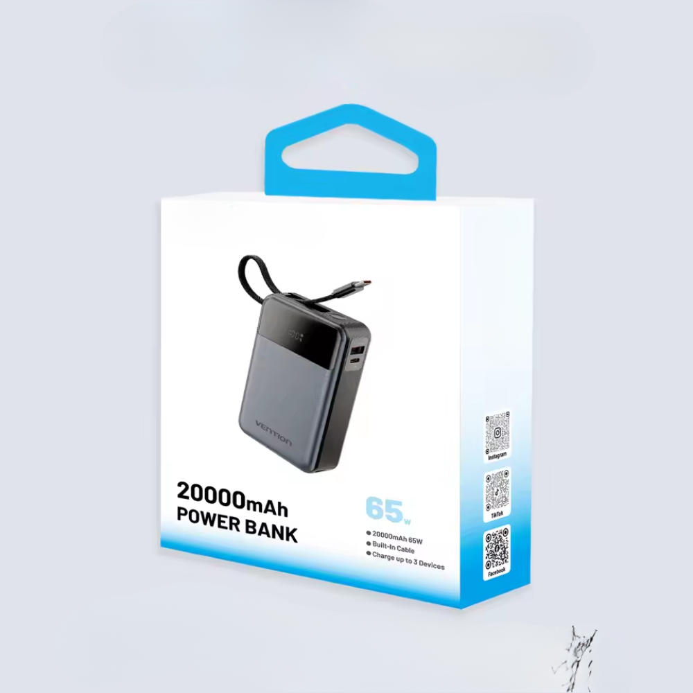 Kraftfull 20000mAh Powerbank med 65W PD Snabbladdning