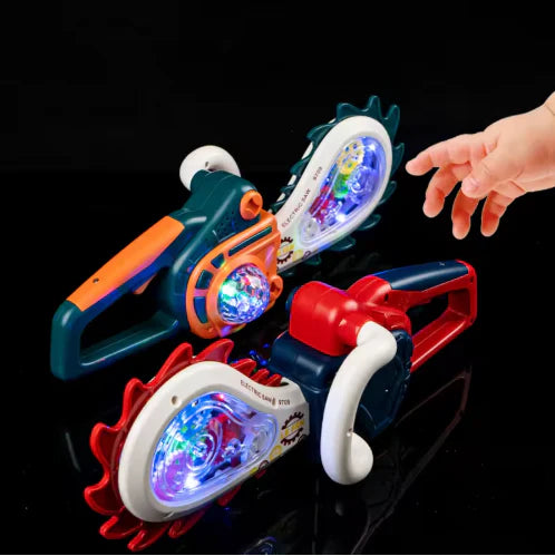 Fantastisk motorsågsleksak med ljus och ljud för kreativa lekar