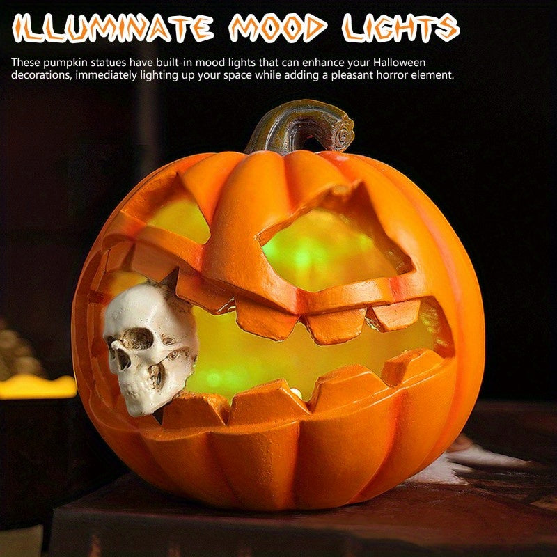 Uhyggelig Græskar Med Dødningehoved | Holdbar Halloween Dekoration