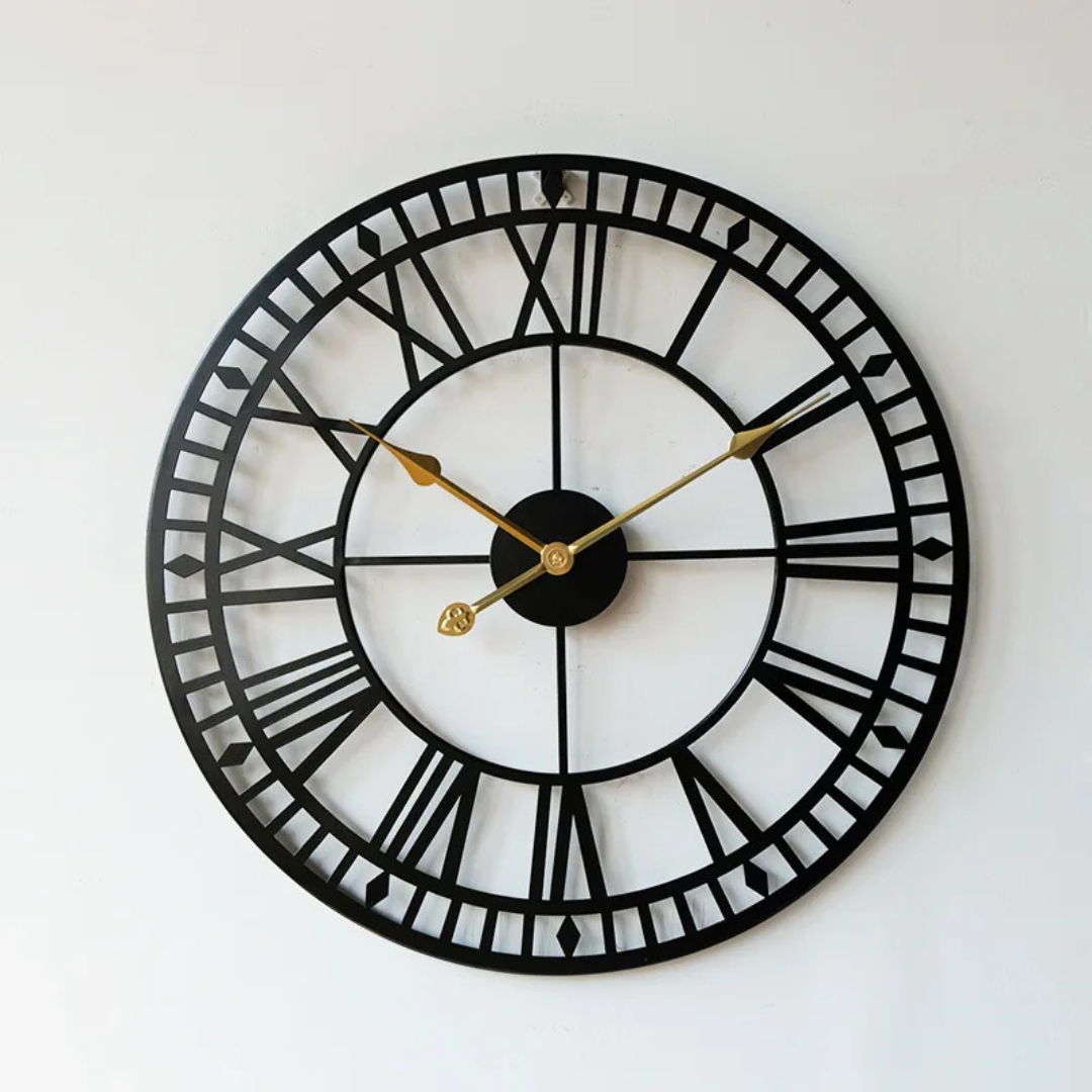 Stort Retro Väggur 40 cm - Industriell Design till Vardagsrummet