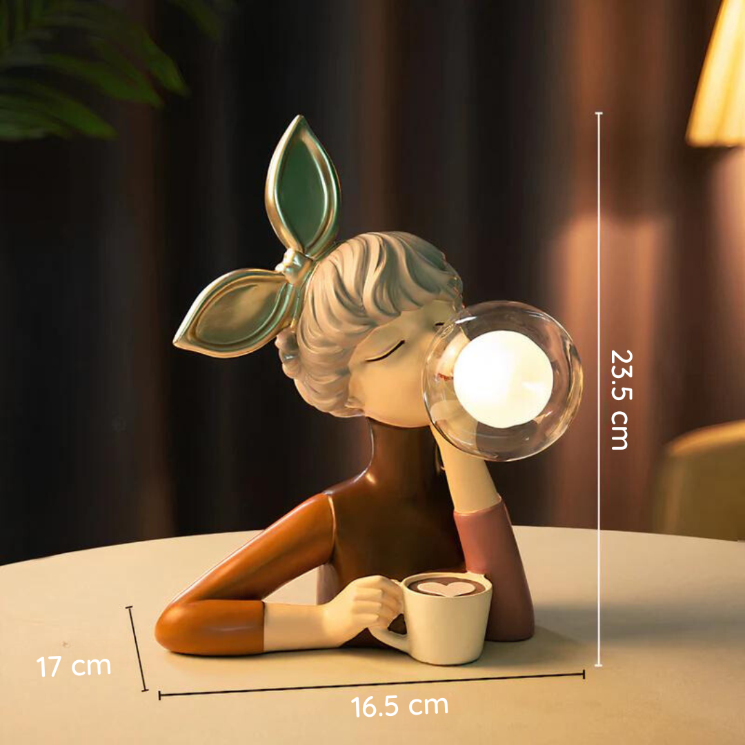 Unik Bordlampe i Kunstnerisk Harpiksdesign med Blødt Lys