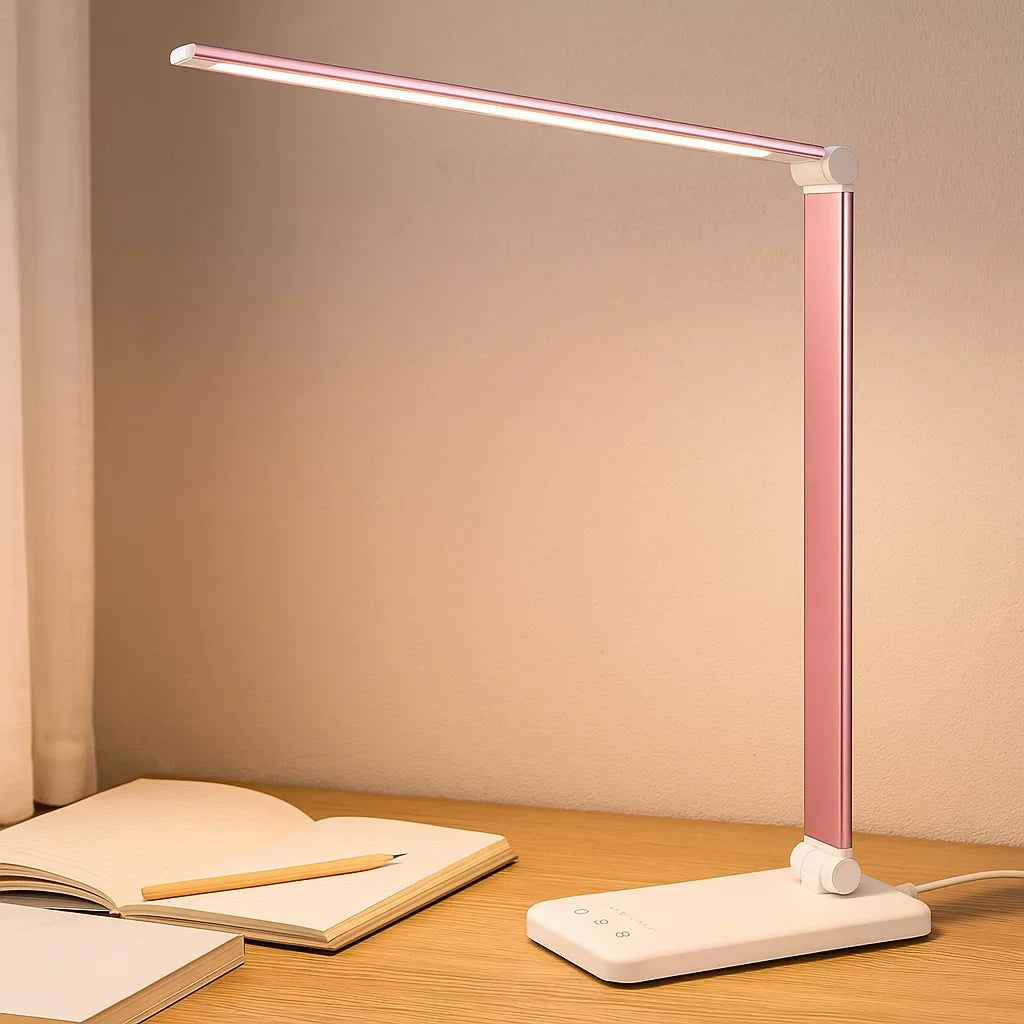 Justerbar LED Skrivebordslampe med USB & Øjenvenligt Lys