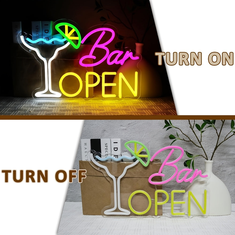 Upplyst Skylt "Öppen Bar" – Stämningsfull Dekoration
