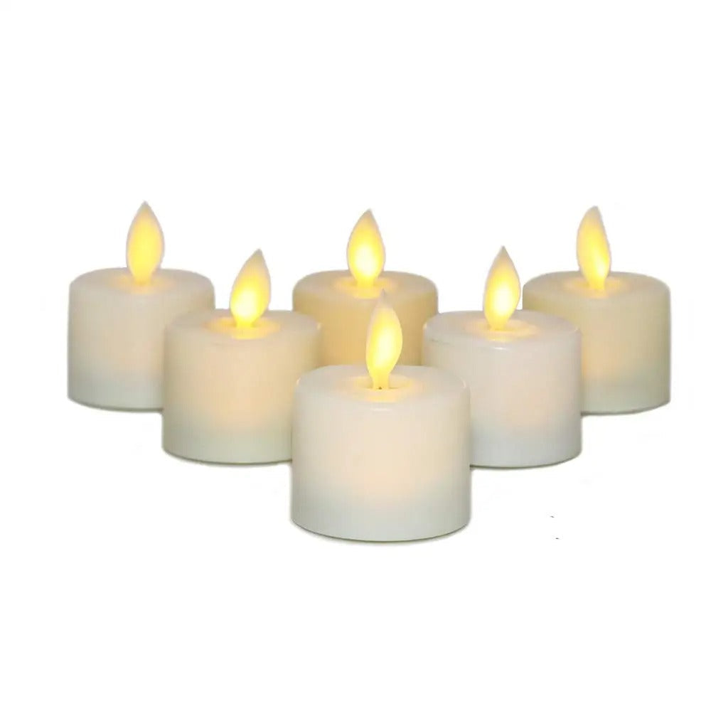 6 stycken flamlösa LED-ljus med fjärrkontroll