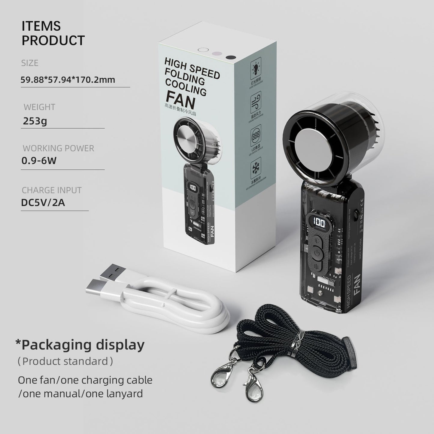 Håndholdt ventilator med øjeblikkelig køleplade til udendørs aktiviteter