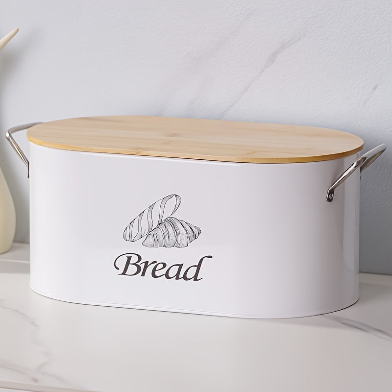 Elegant Brødkasse i Hvid med Bæredygtigt Bambuslåg