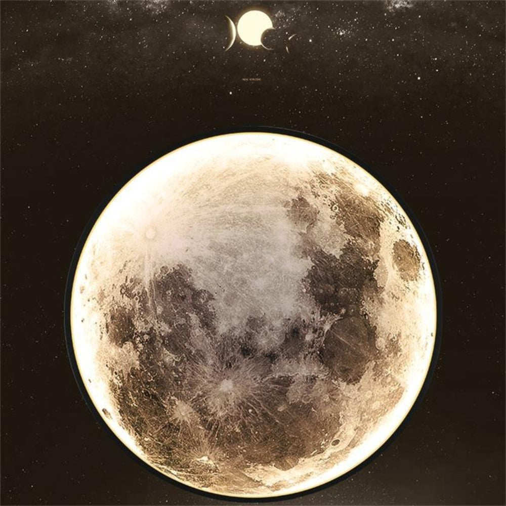 3D LED Væglampe Måne Sort | Unik Atmosfære Belysning