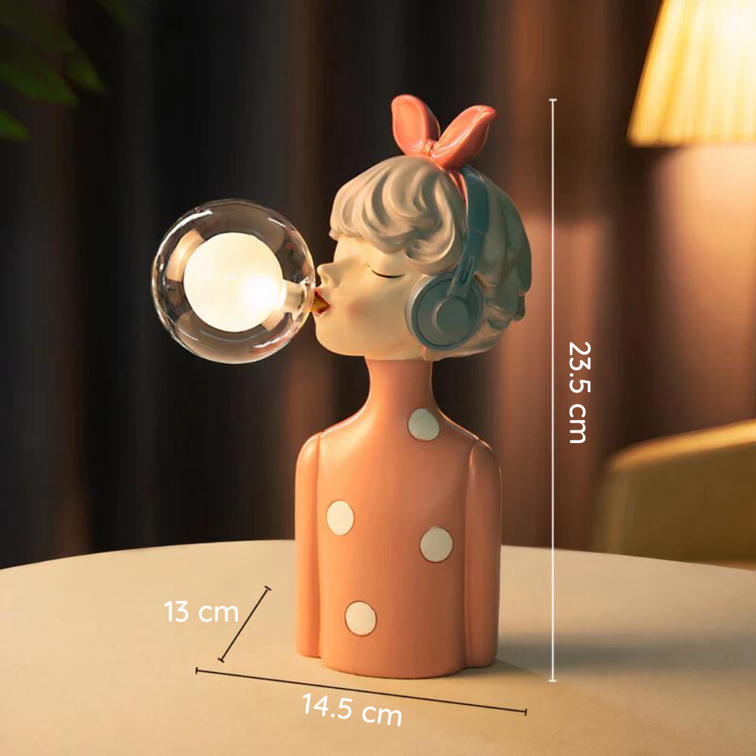 Unik Bordlampe i Kunstnerisk Harpiksdesign med Blødt Lys