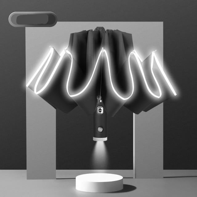 Automatisk omvendt LED-lys foldbar paraply