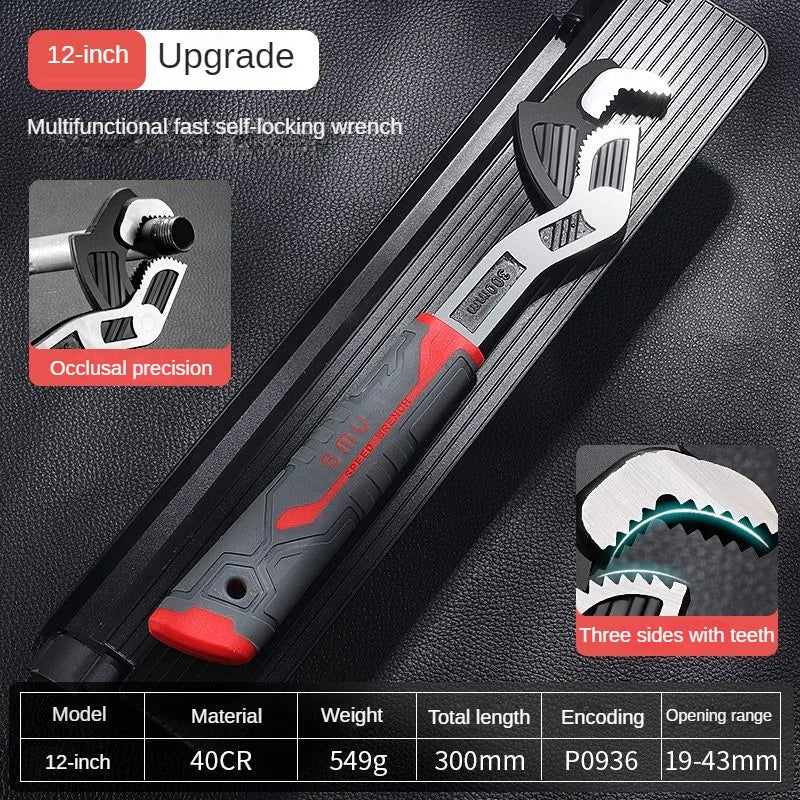 Universal Nøgle MultiGrip Pro | Selvadapterende til Skruer & Møtrikker | Anti-Skrid Håndtag, Chrom-Vanadium Stål, 1+1 Gratis