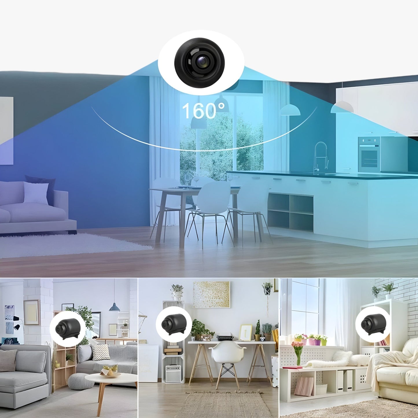 HD mini sikkerhedskamera med nattesyn og bevægelsessensor – Trådløs overvågning via app