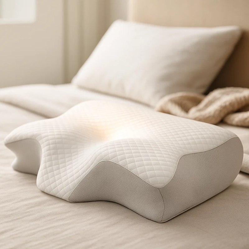 Ergonomisk Pude i Memory Foam | 2-i-1 Design til Nakkesmerter og Komfortabel Søvn
