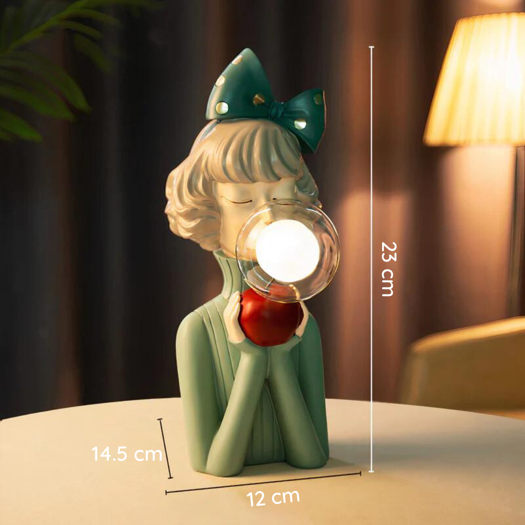 Unik Bordlampe i Kunstnerisk Harpiksdesign med Blødt Lys