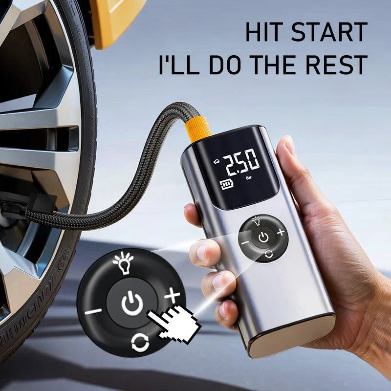 Mini trådlös automatisk bildäckluftkompressorpump