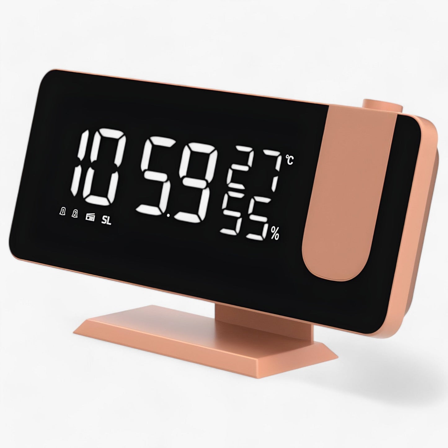 Intelligent vækkeur med FM-radio, LED-display og 180° tidsprojektion – Med USB-oplader og snooze-funktion