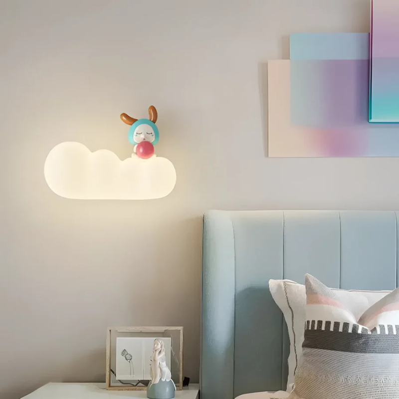 Molnformad Vägglampa med Lugnande LED-Ljus till Barnrum