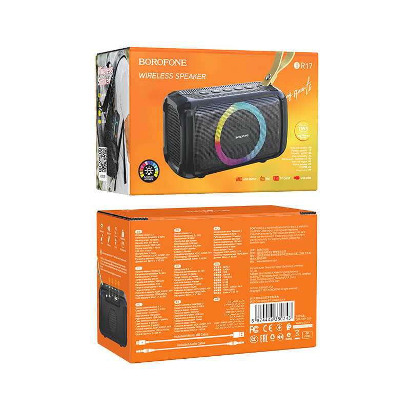 Bärbar 10W Bluetooth-högtalare med RGB-ljus och IPX6, upp till 8 timmars batteri
