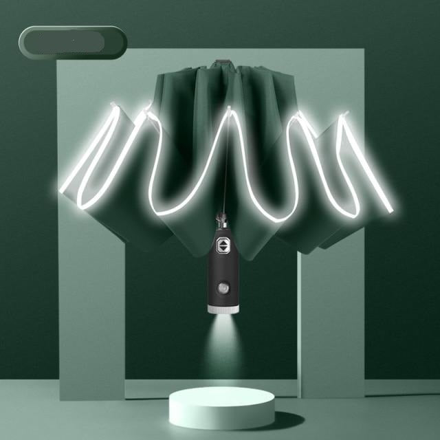Automatisk omvendt LED-lys foldbar paraply