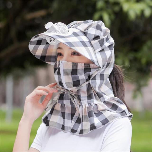 Anti-UV Dust Beskyttende Lang Wrap Hat med Blæser