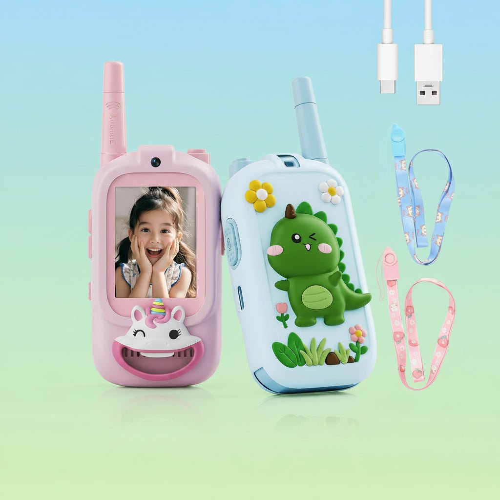 Børne-video-walkie talkies med kamera og lang rækkevidde