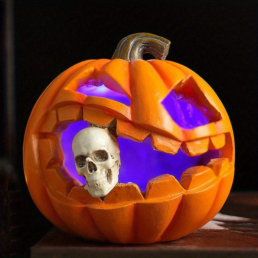 Uhyggelig Græskar Med Dødningehoved | Holdbar Halloween Dekoration