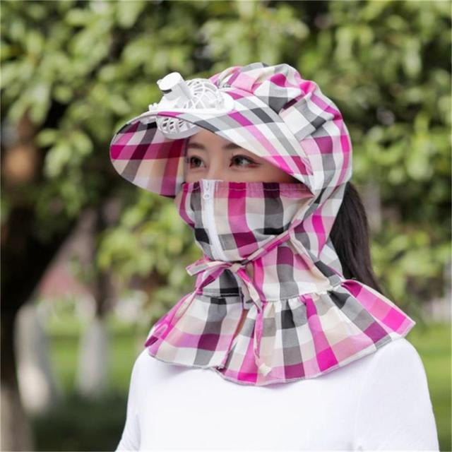 Anti-UV Dust Beskyttende Lang Wrap Hat med Blæser