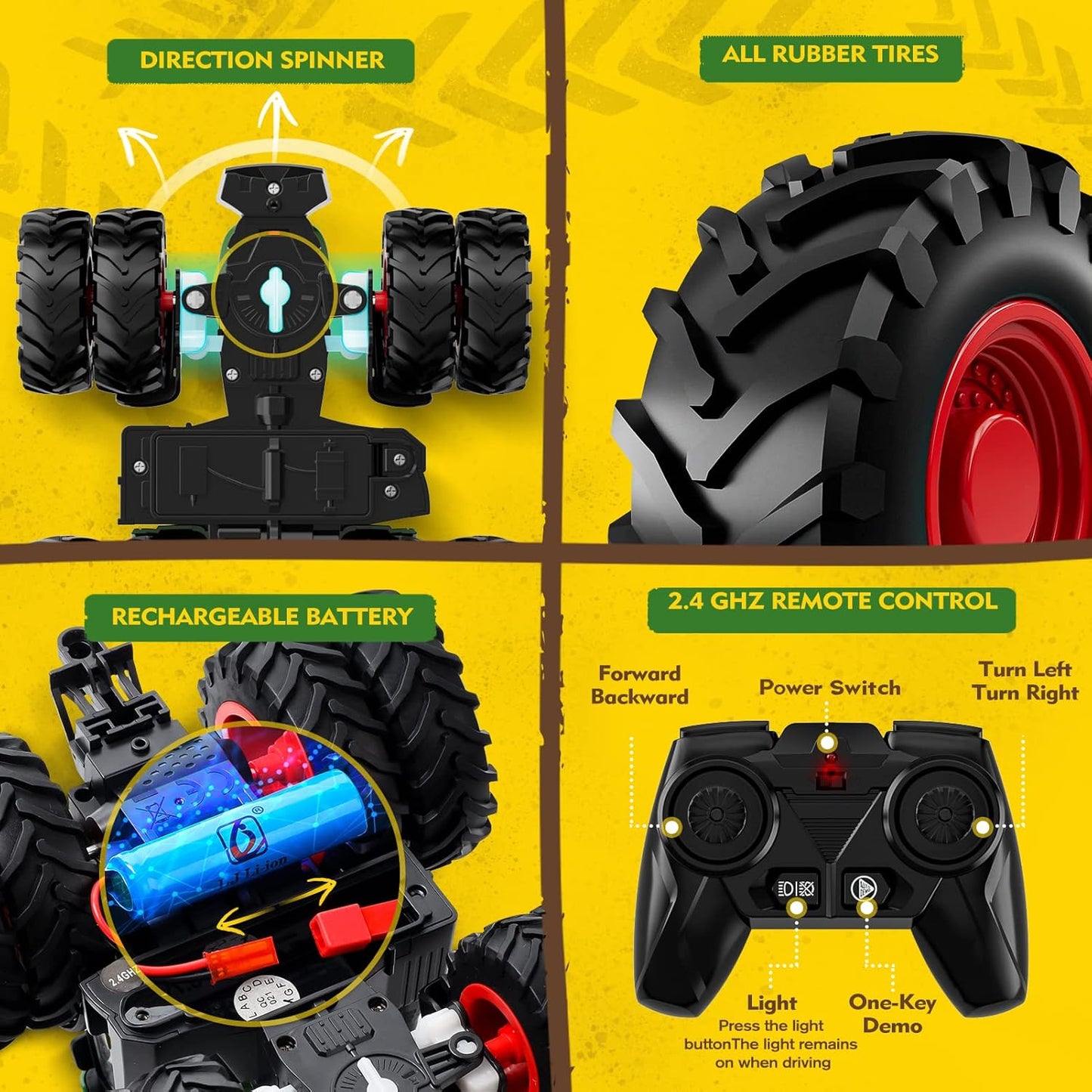 Fjärrstyrd traktor med metallkonstruktion och realistisk design