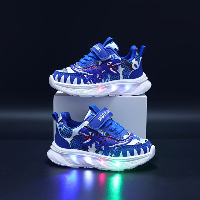 LED-sneakers för barn med dinosauriedesign – roliga och ljusa för lek och äventyr
