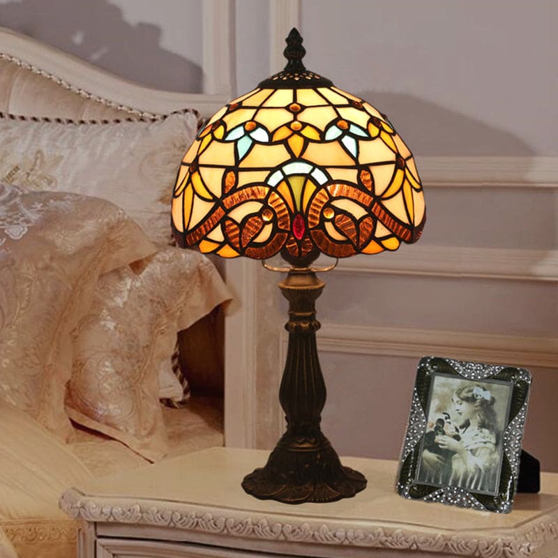 Stilfuld Bordlampe i Tonet Glas fra Art Deco