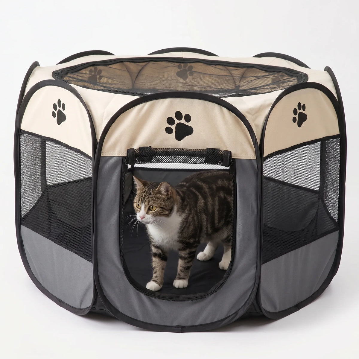Faldbart kattebur i ottekantet design - Kattens fristed