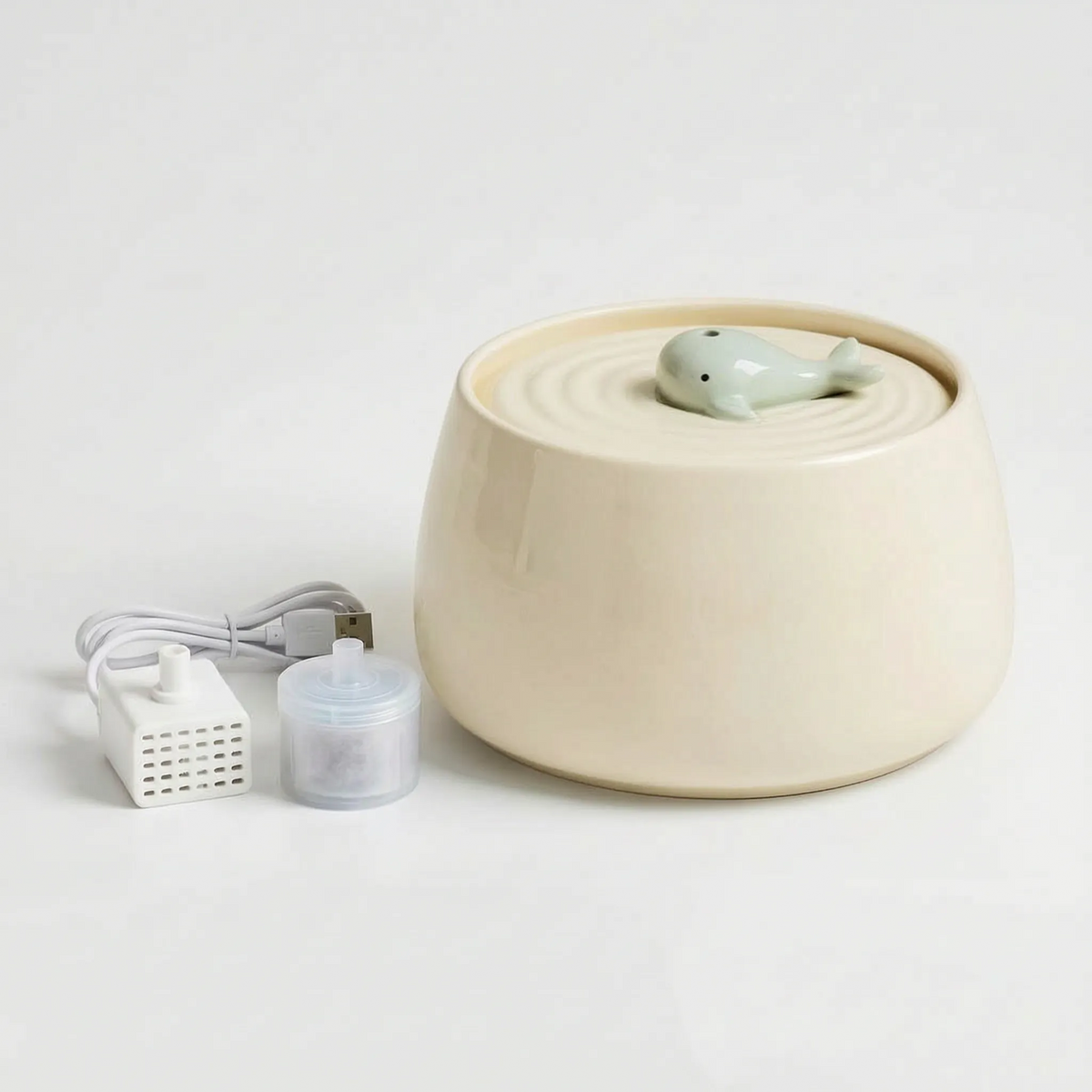 Automatisk vandfontæne med hvaldesign