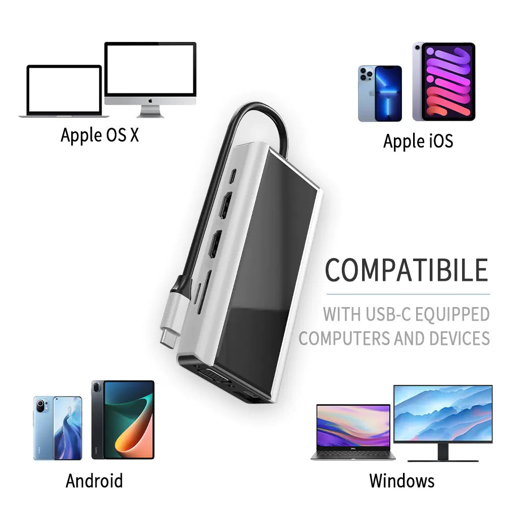 Type-C USB Hub Docking Station med Dual HDMI