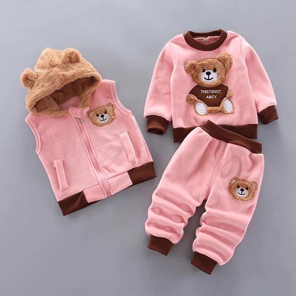 Tredelat set för barn med björndesign – CuddleCrew