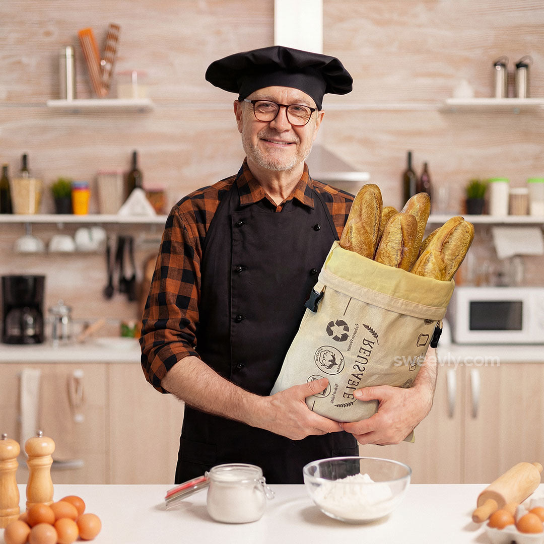 Brotbeutel aus Bio-Baumwolle – 100% Reines Bienenwachs, Wiederverwendbar