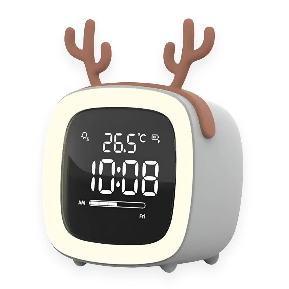 Barnvänlig väckarklocka med LED nattlampa och justerbar timer