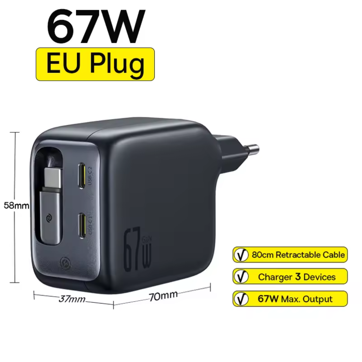 67W Snabb och Smart USB-C-laddare för Dina Enheter