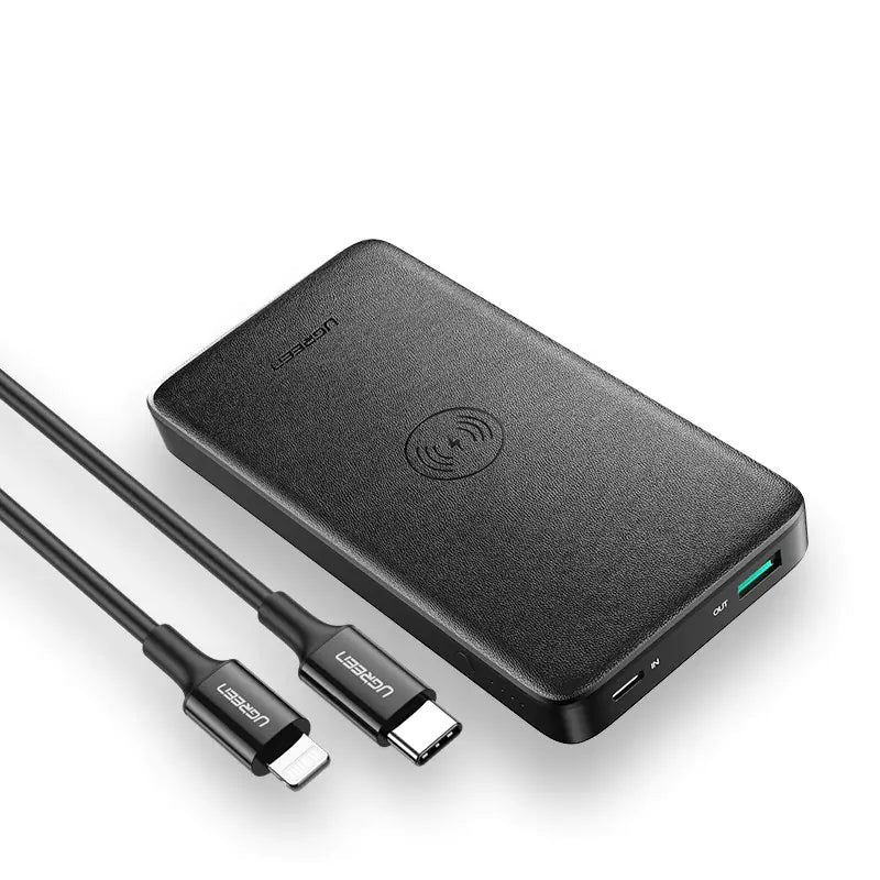 10,000mAh Trådløs Hurtigopladnings Power Bank – Dobbelt Udgange