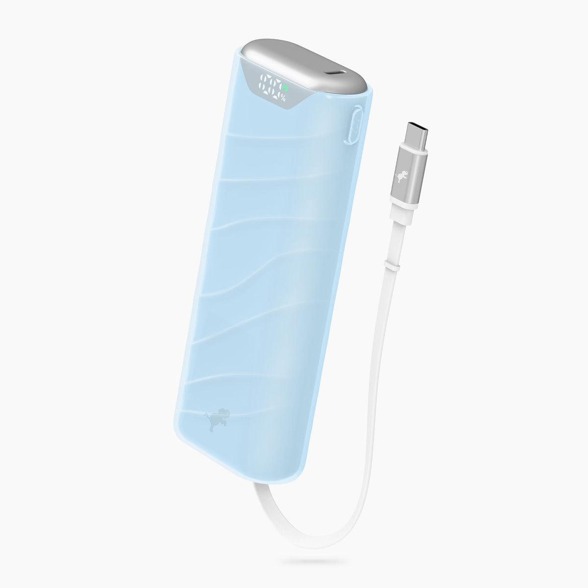 Kompakt USB-C Powerbank med 10.000 mAh og indbygget ladekabel