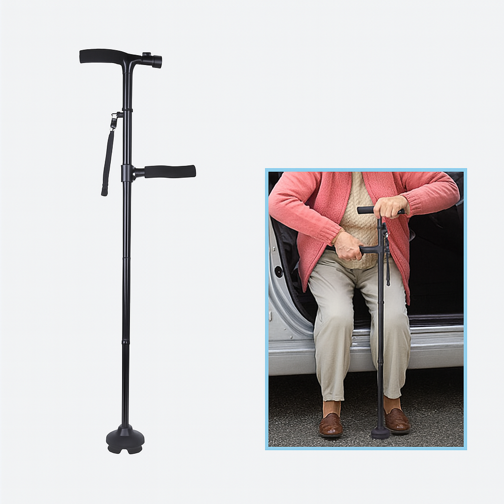 Foldbar Stok med Lys & Alarm - Stabilitet og Sikkerhed