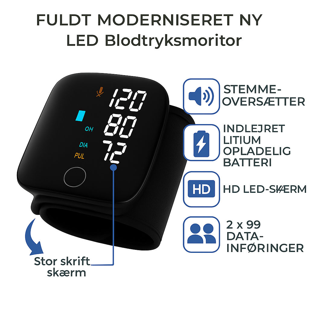 Avanceret Blodtryksmåler med Bluetooth og Nøjagtighed