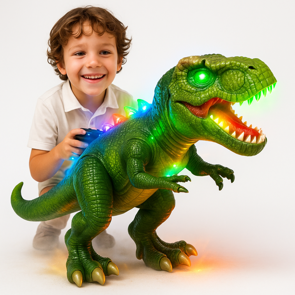 Interaktiv RC dinosaur legetøj, lyser og bevæger sig