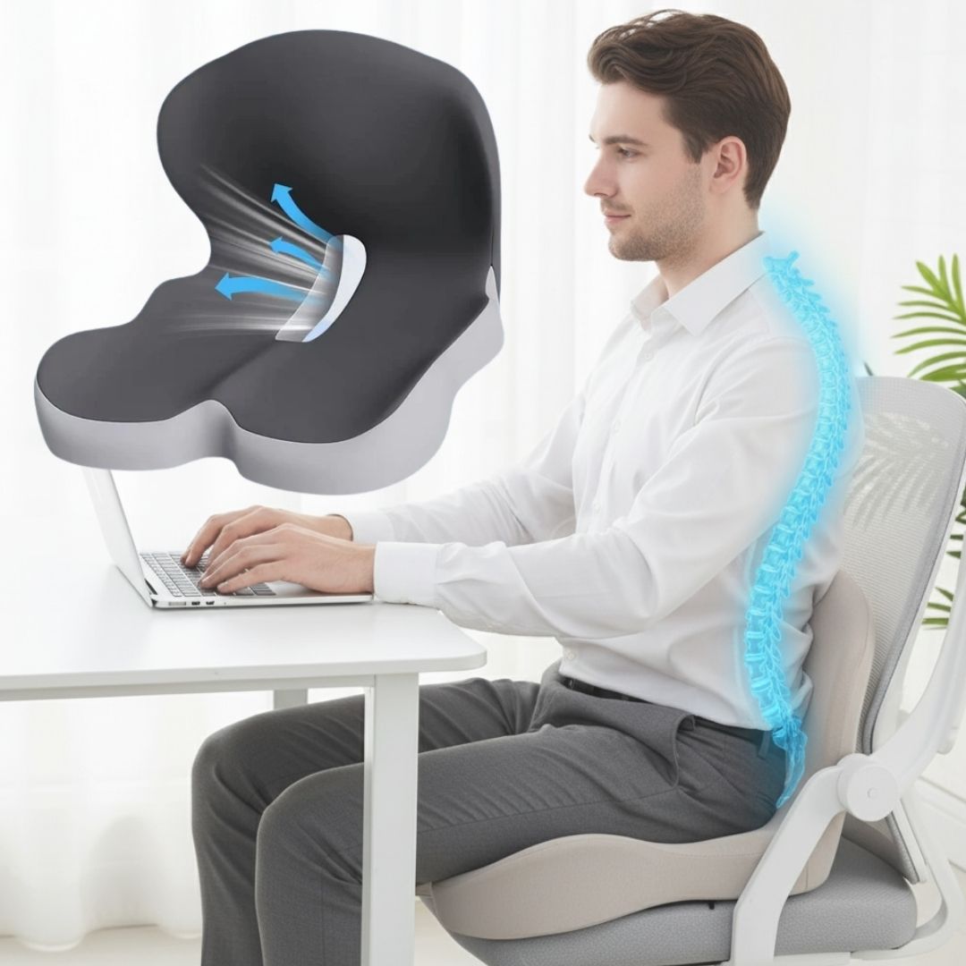 Ergonomisk Memory Foam Sæde- og Rygpude for Smertelindring