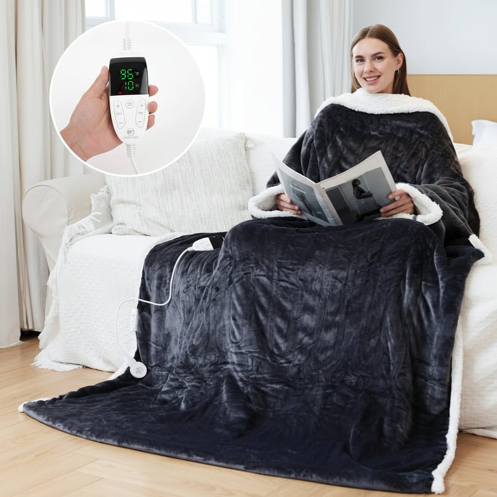 Bärbar Elektrisk Värmefilt i Mjuk Sherpa Fleece